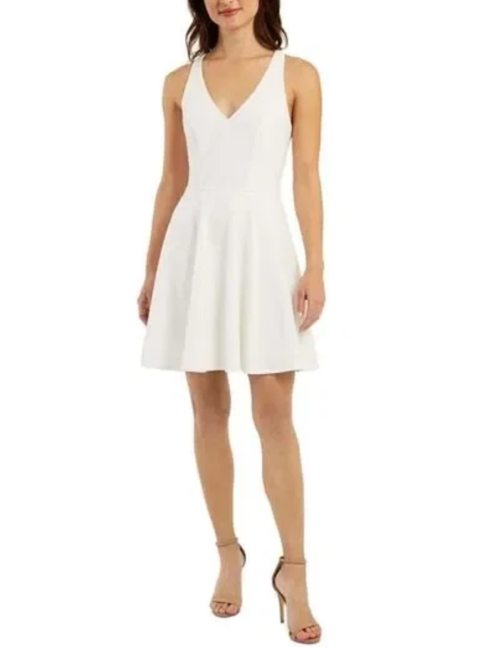BCX White V-Neck Sleeveless A-Line Mini Dress with Flared Skirt NWT size 0